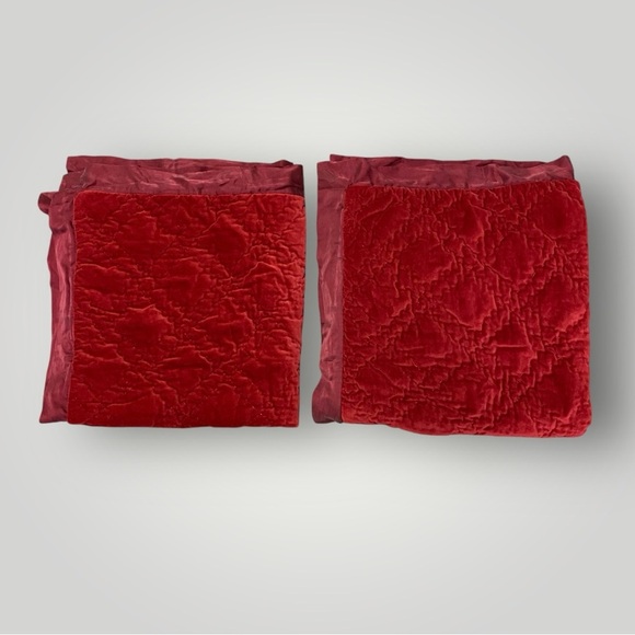 Pottery Barn Velvet EURO  Sham RED Double Diamond Stitch Silk Trim Set of 2 - Picture 7 of 7